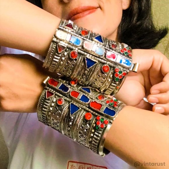 single  cuff  Afghan Vintage Handcuff, Cuff Bracelet, Boho Style, Boho Jewelry, - Picture 5 of 13